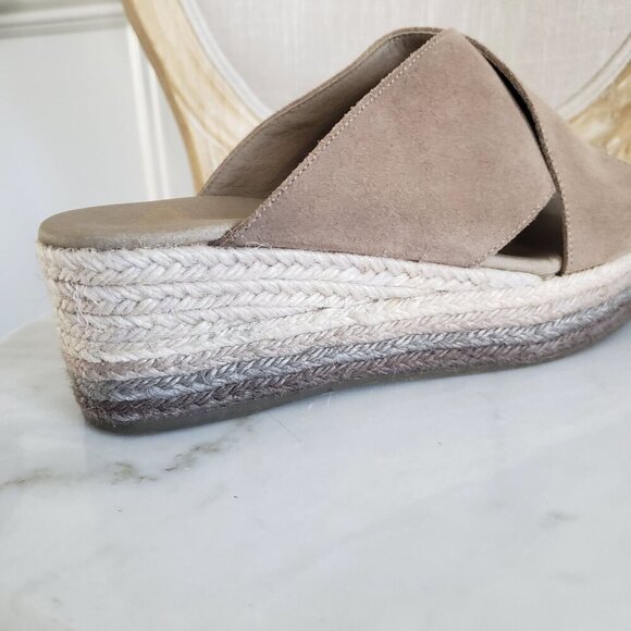 Anthropologie Paseart Tan Suede Boho Cross Strap Ombre Wedge Espadrille Slide 40 - Picture 4 of 16